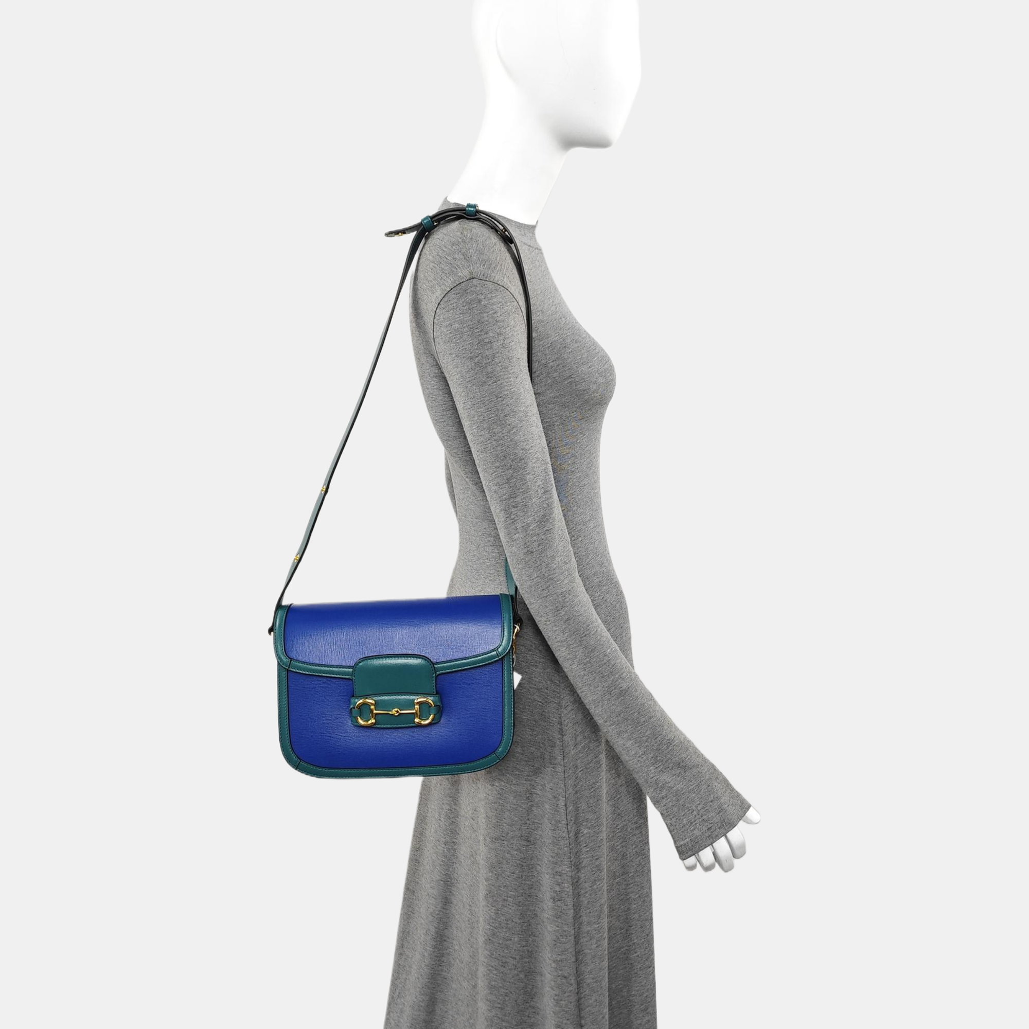 Horsebit 1955 Small Quilted Calfskin Blue