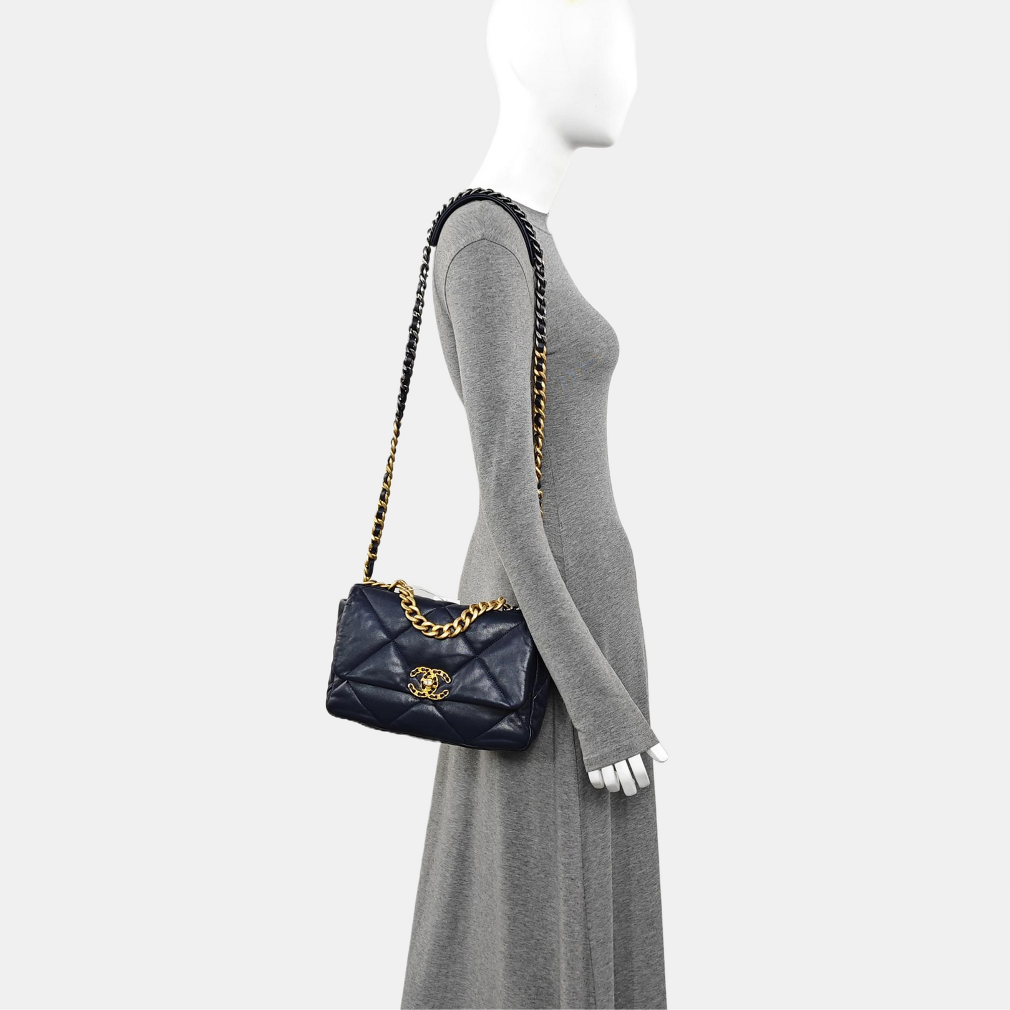 CHANEL 19 Small Quilted Lambskin Blue