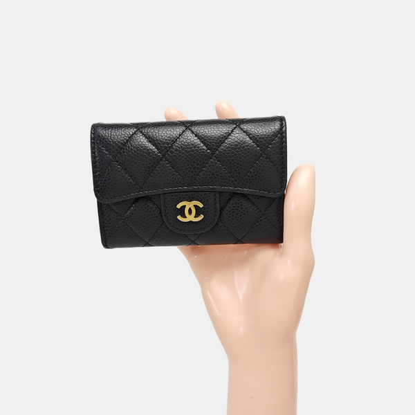 CLASSIC FLAP Quilted Grained Calfskin Black Wallet