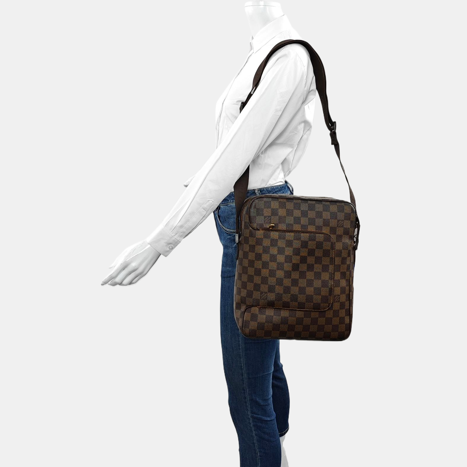 OLAV MM Damier Ebene Coated Canvas Brown