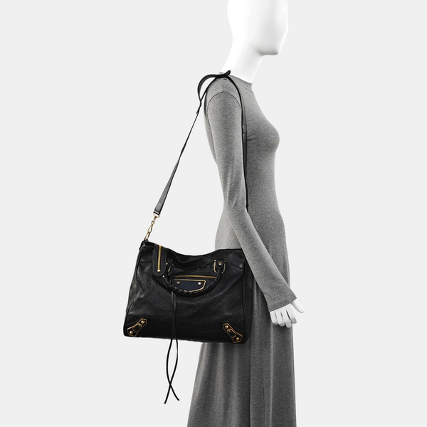 Classic Metallic Edge City Small Lambskin Black