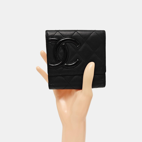 CAMBON Quilted Calfskin Black Wallet