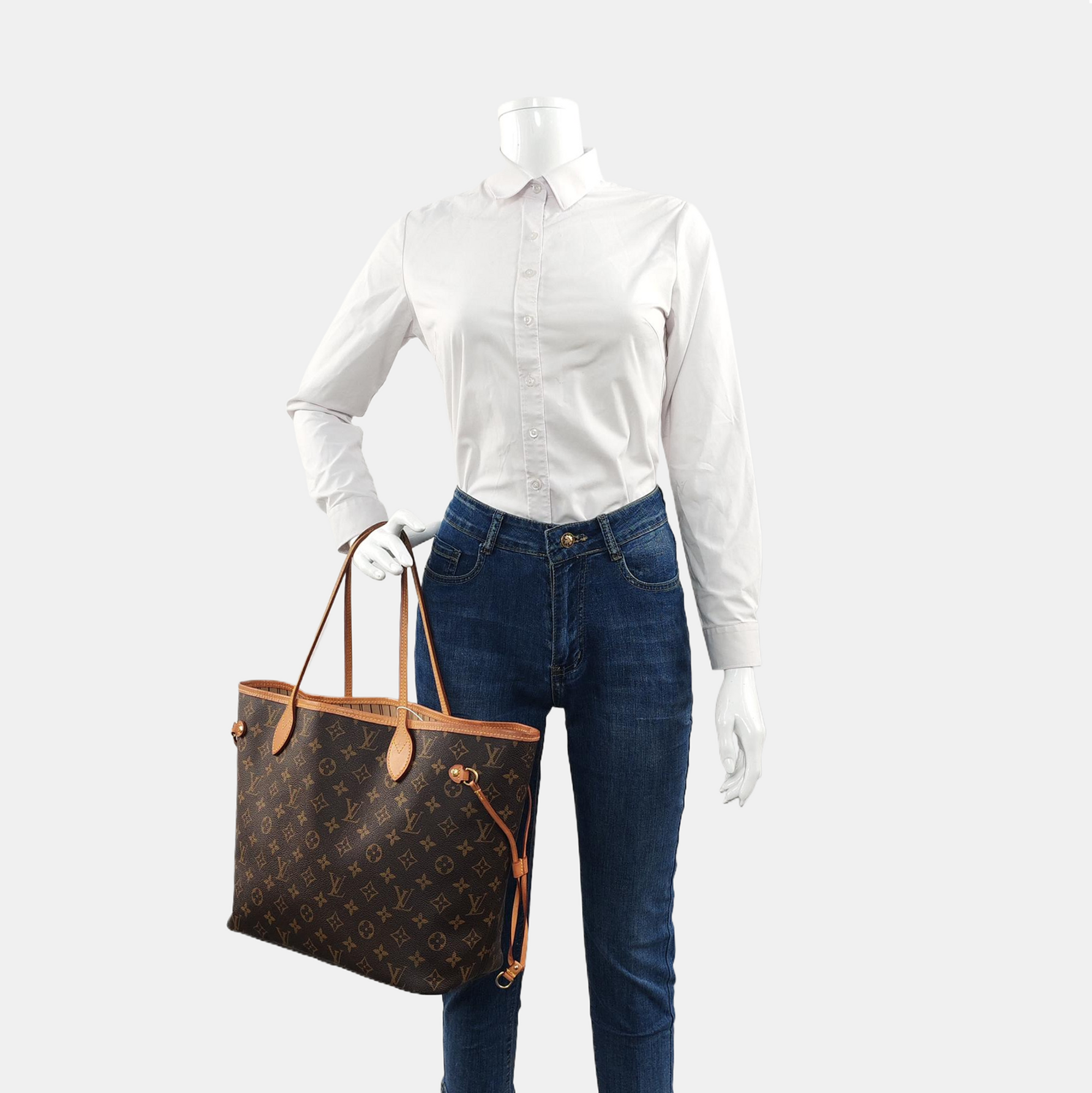 Authenticated pre-owned  NEVERFULL MM Monogram Coated Canvas Brown - Tote Bag at Looply