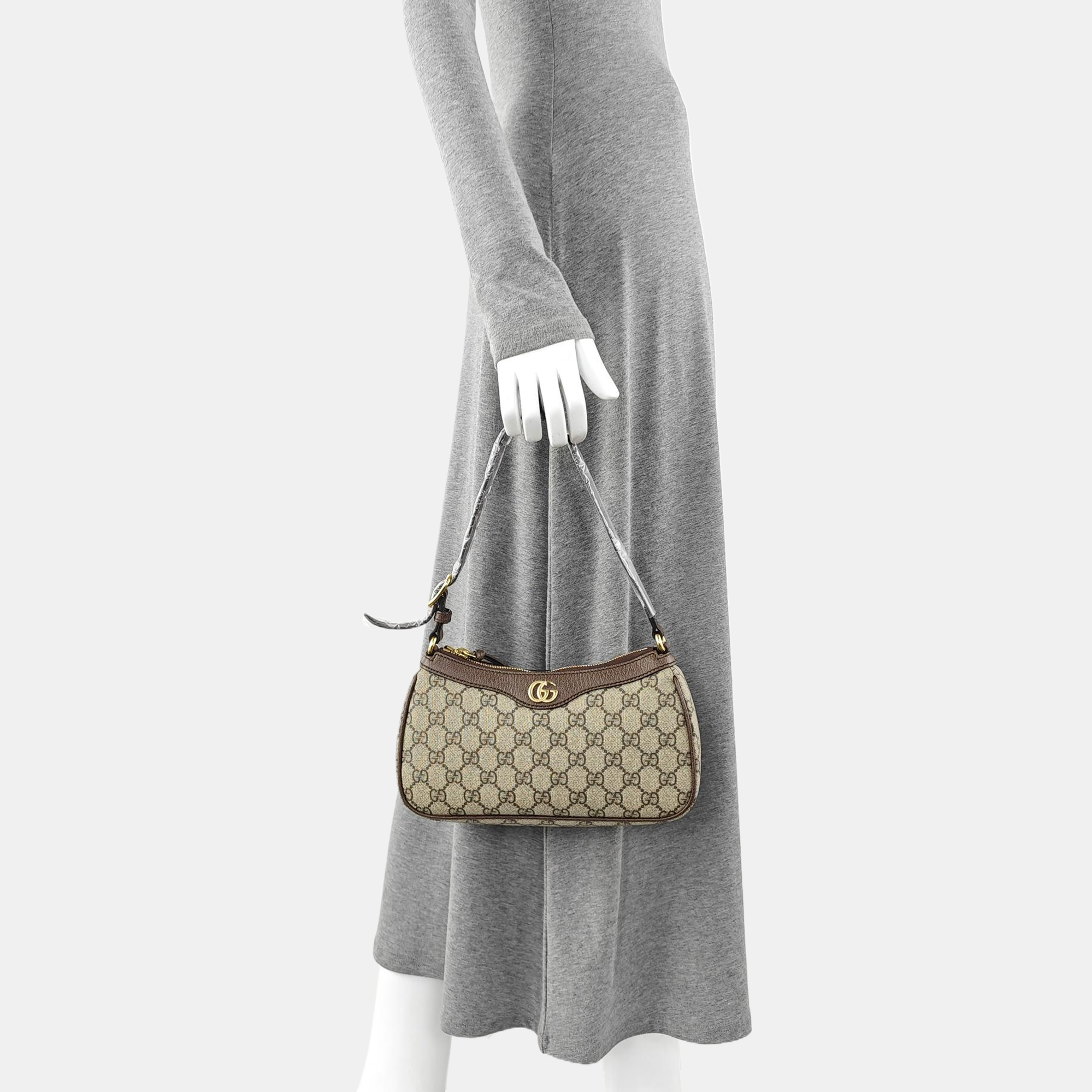 Ophidia Small Monogram Coated Canvas Brown