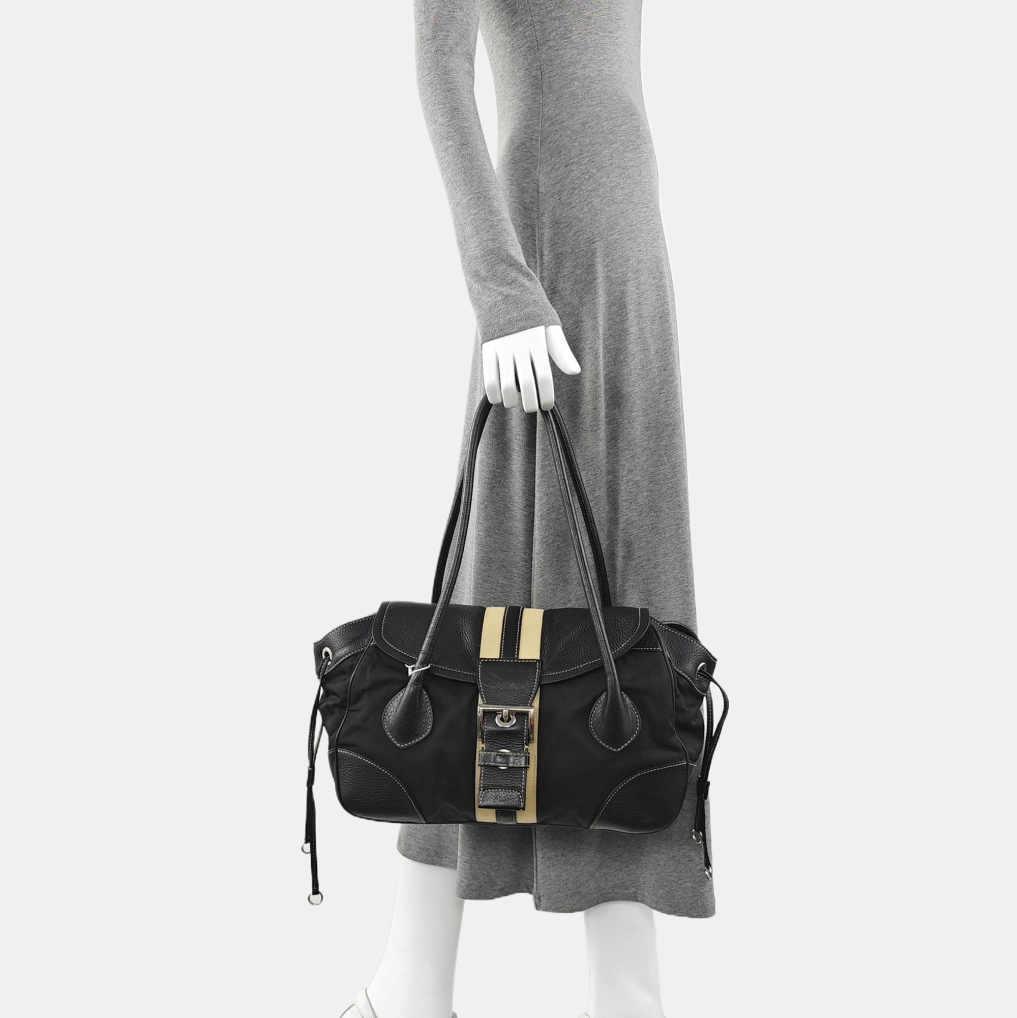 Nylon Top Handle Bag Black