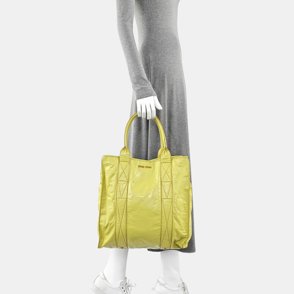 Calfskin Tote Bag Large Yellow
