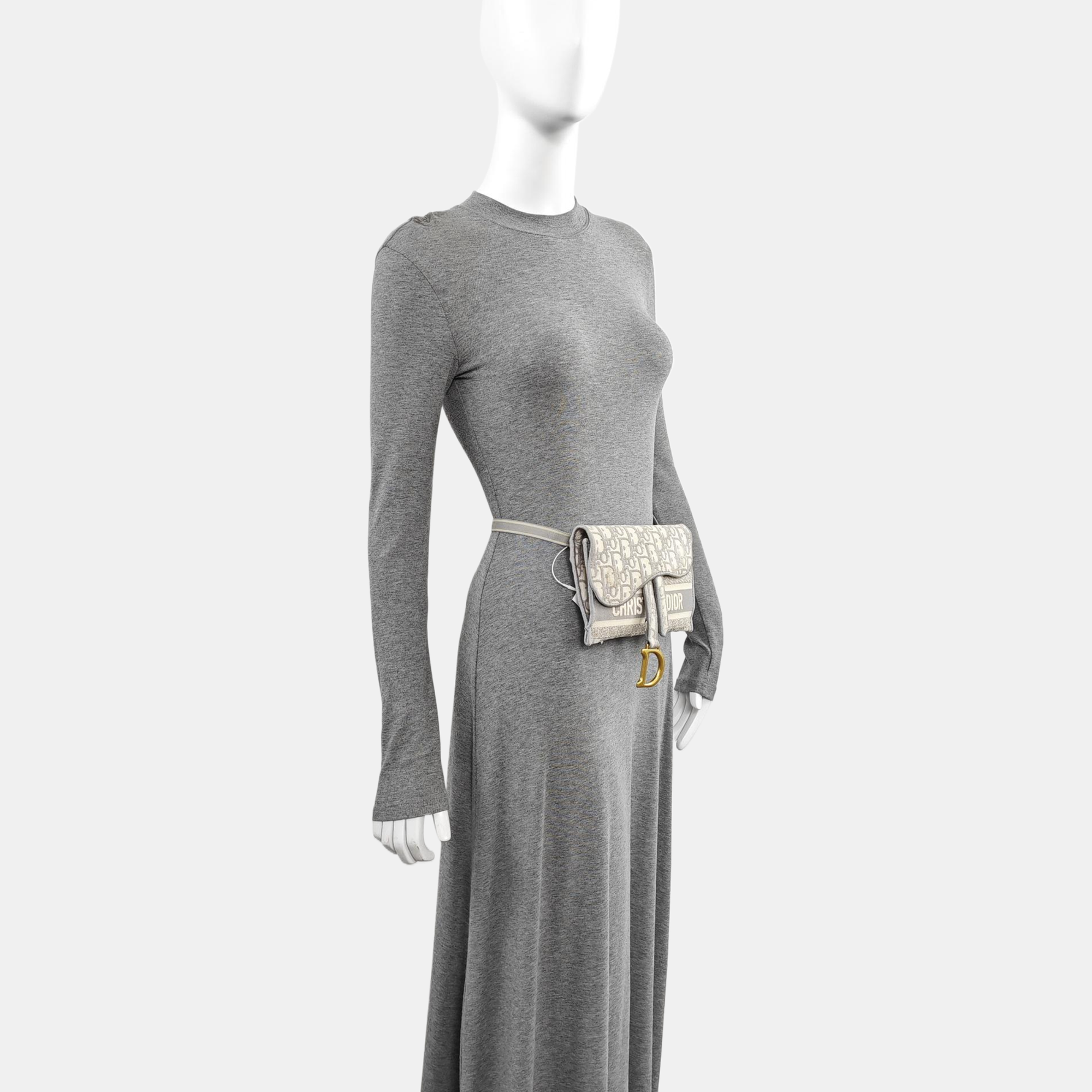 Saddle Mini Oblique Canvas Gray