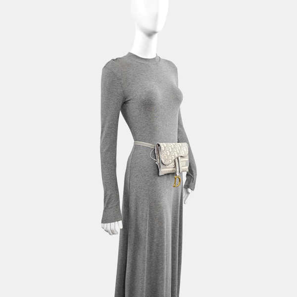 Saddle Mini Oblique Canvas Gray