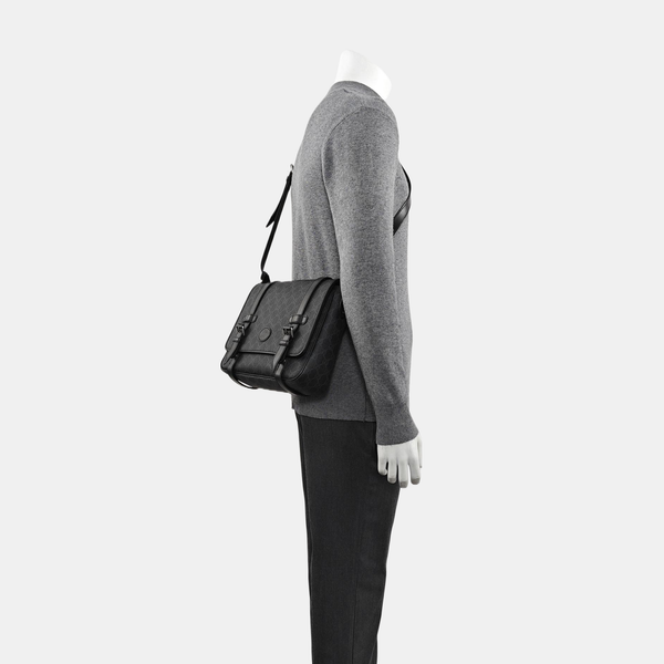 Monogram Coated Canvas Shoulder Bag Black