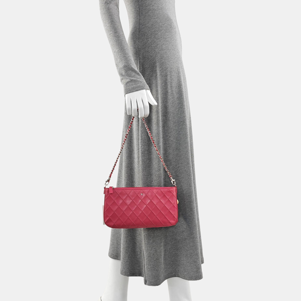 Quilted Lambskin Shoulder Bag Pink