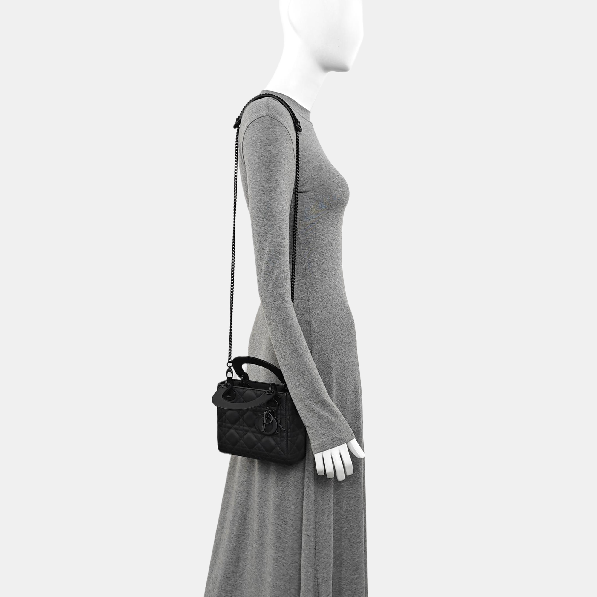 Lady Dior Mini Cannage Calfskin Black