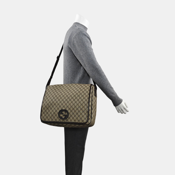 GG Messenger Monogram Coated Canvas Black