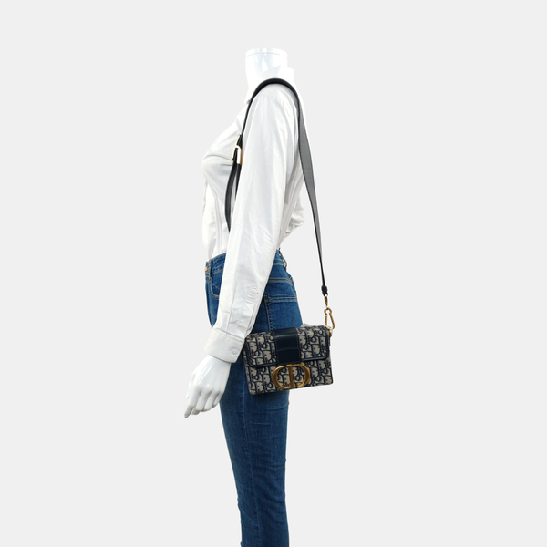 30 Montaigne Mini Oblique Canvas Blue