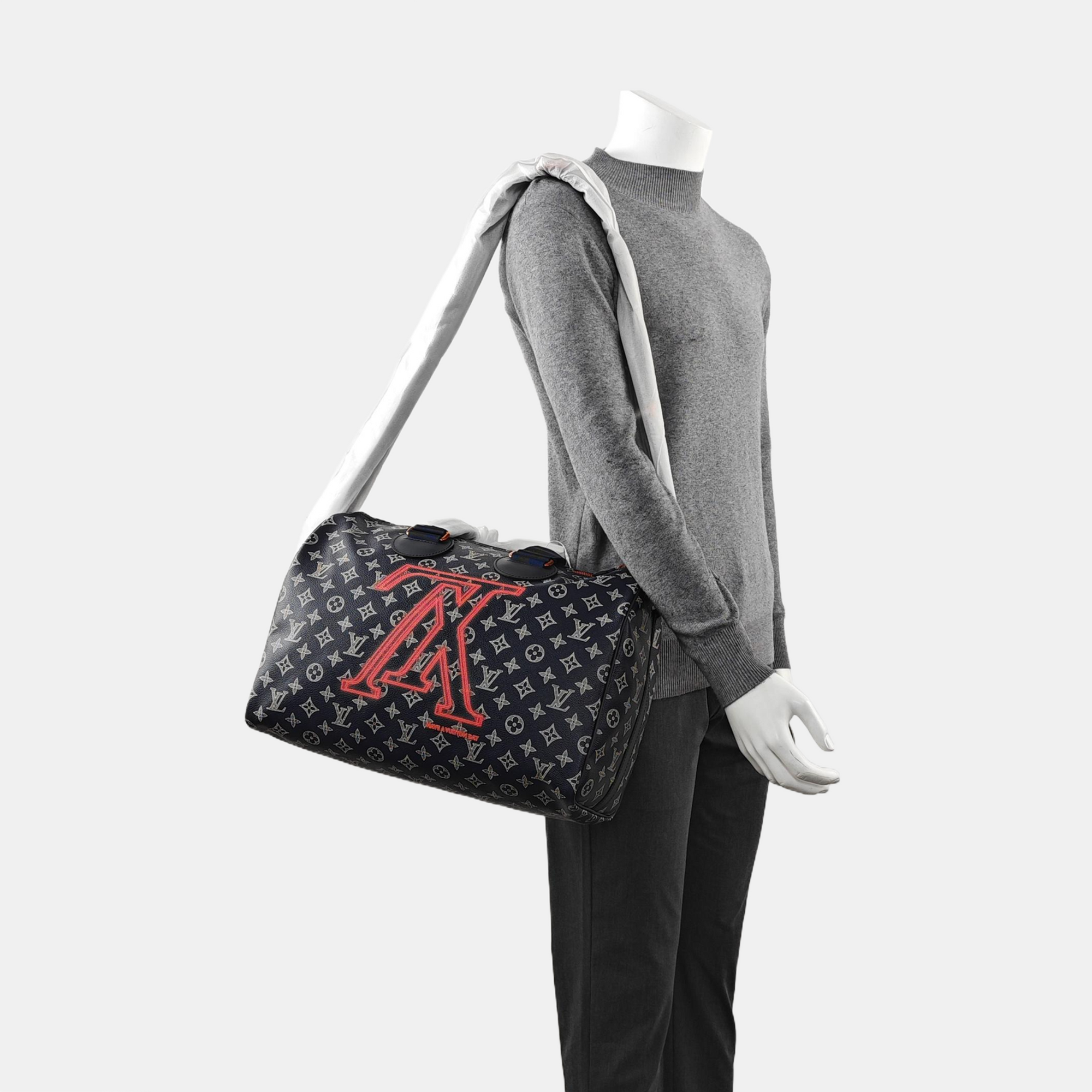 Coated Canvas Shoulder Bag Blue