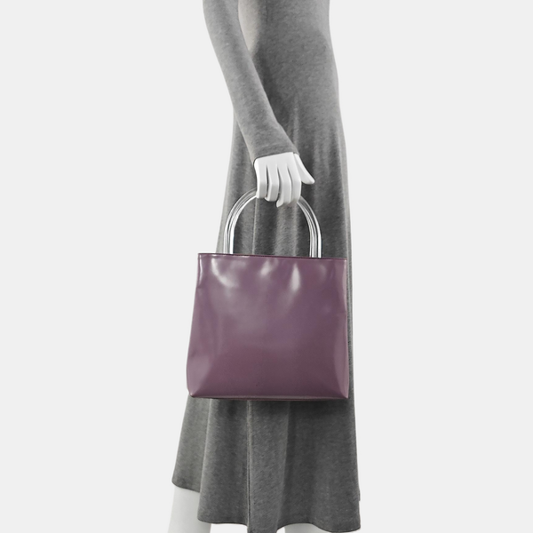 Calfskin Top Handle Bag Purple