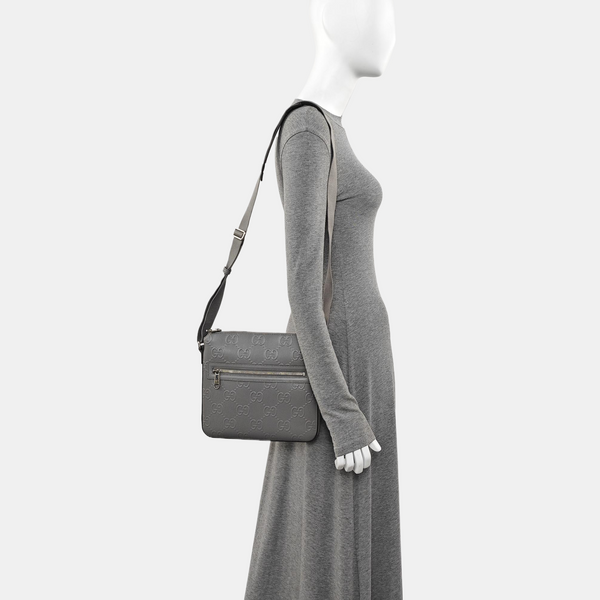 Interlocking G Large Monogram Calfskin Gray
