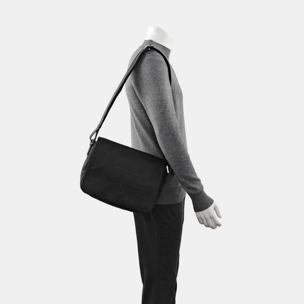Monogram Coated Canvas Shoulder Bag Black