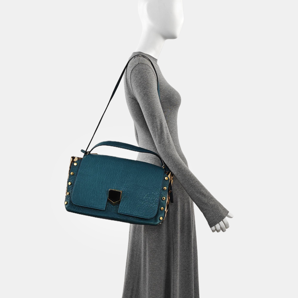 Calfskin Shoulder Bag Blue