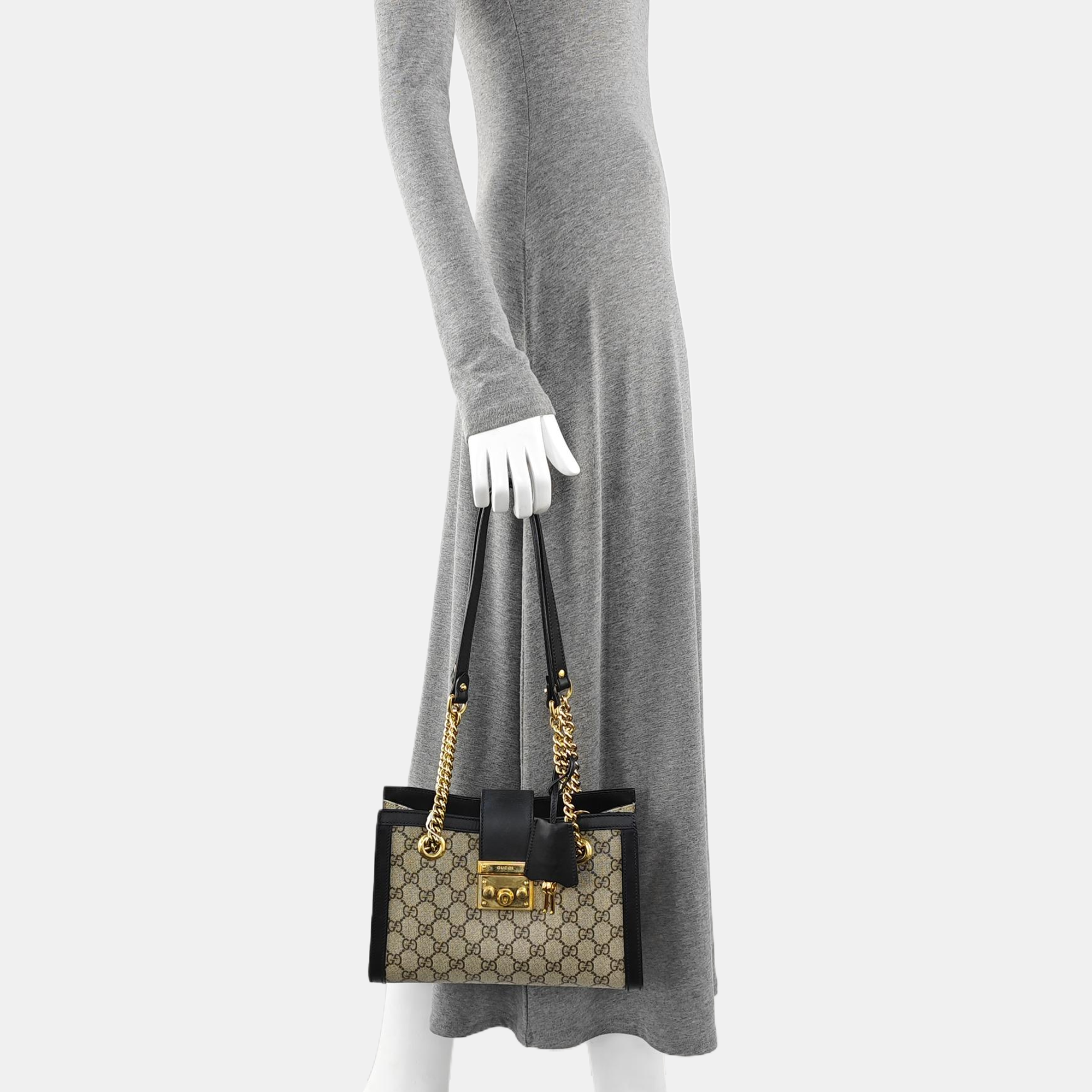 Padlock Small Monogram Coated Canvas Beige