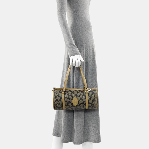Coated Canvas Top Handle Bag Gray