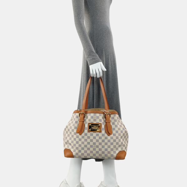 HAMPSTEAD MM Damier Azur Coated Canvas White