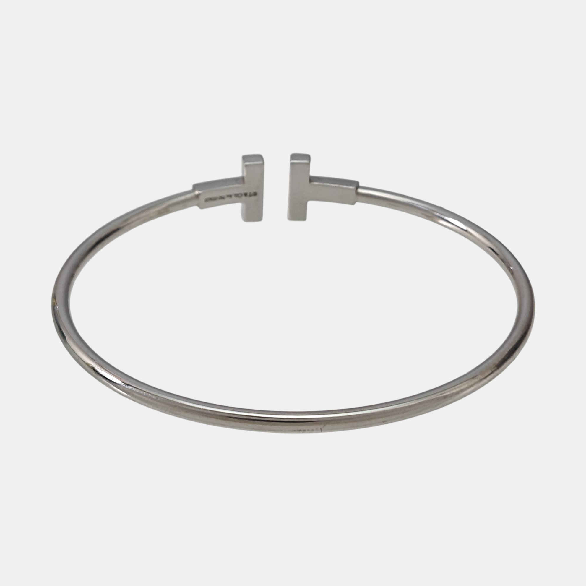 Tiffany T 18k White Gold Silver Bangle