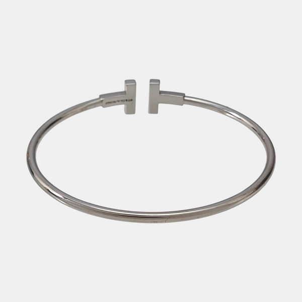 Tiffany T 18k White Gold Silver Bangle