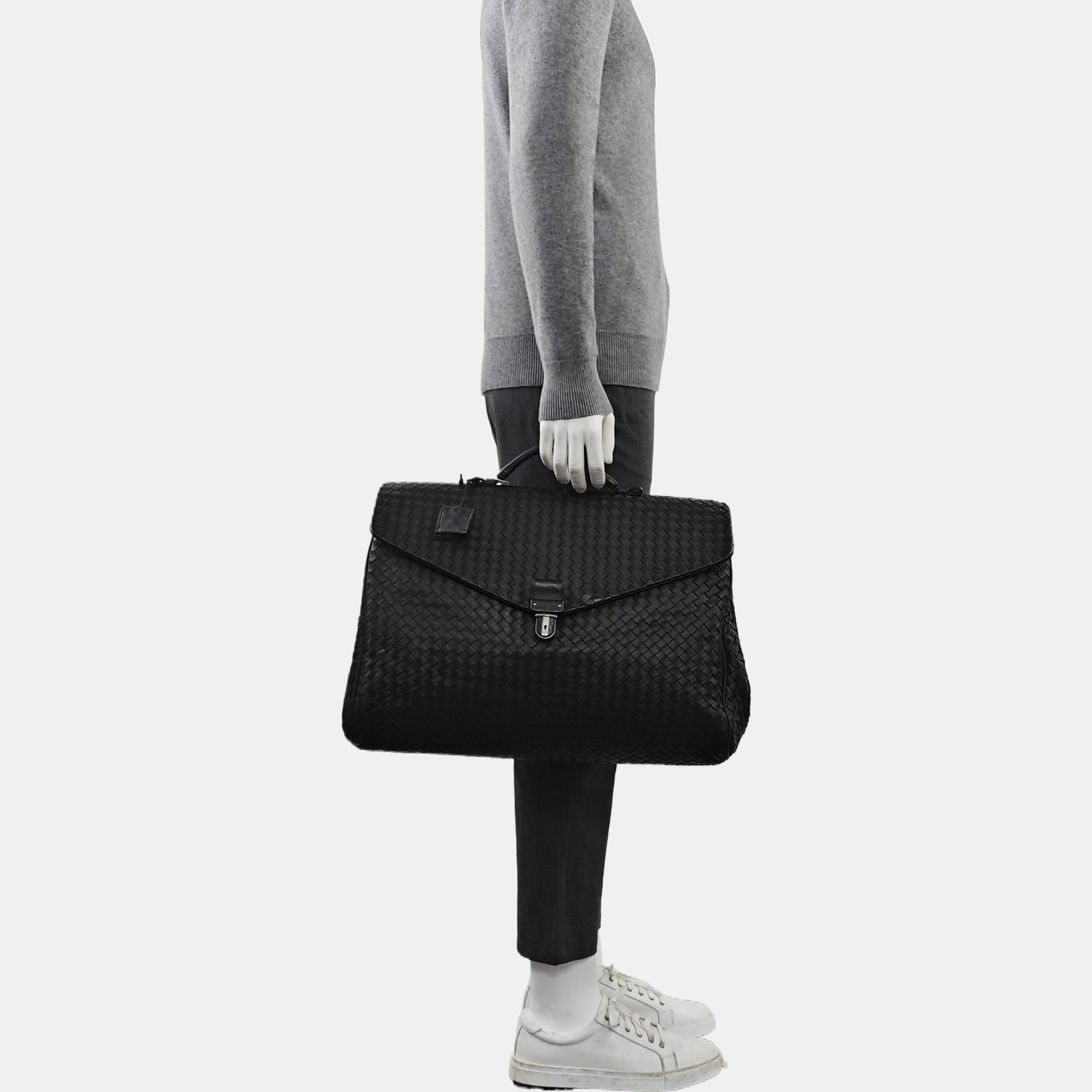 Calfskin Top Handle Bag Black