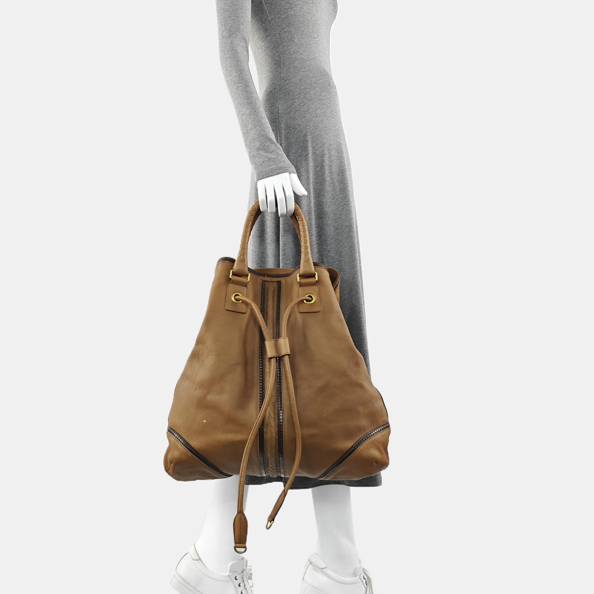 Calfskin Top Handle Bag Brown