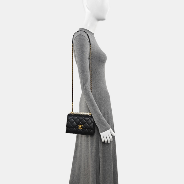 Quilted Lambskin Shoulder Bag Mini Black