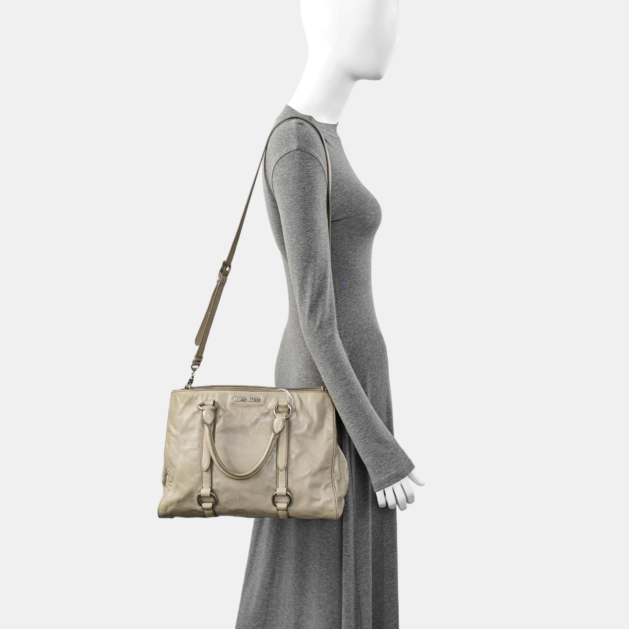 Shoulder Strap Calfskin Gray