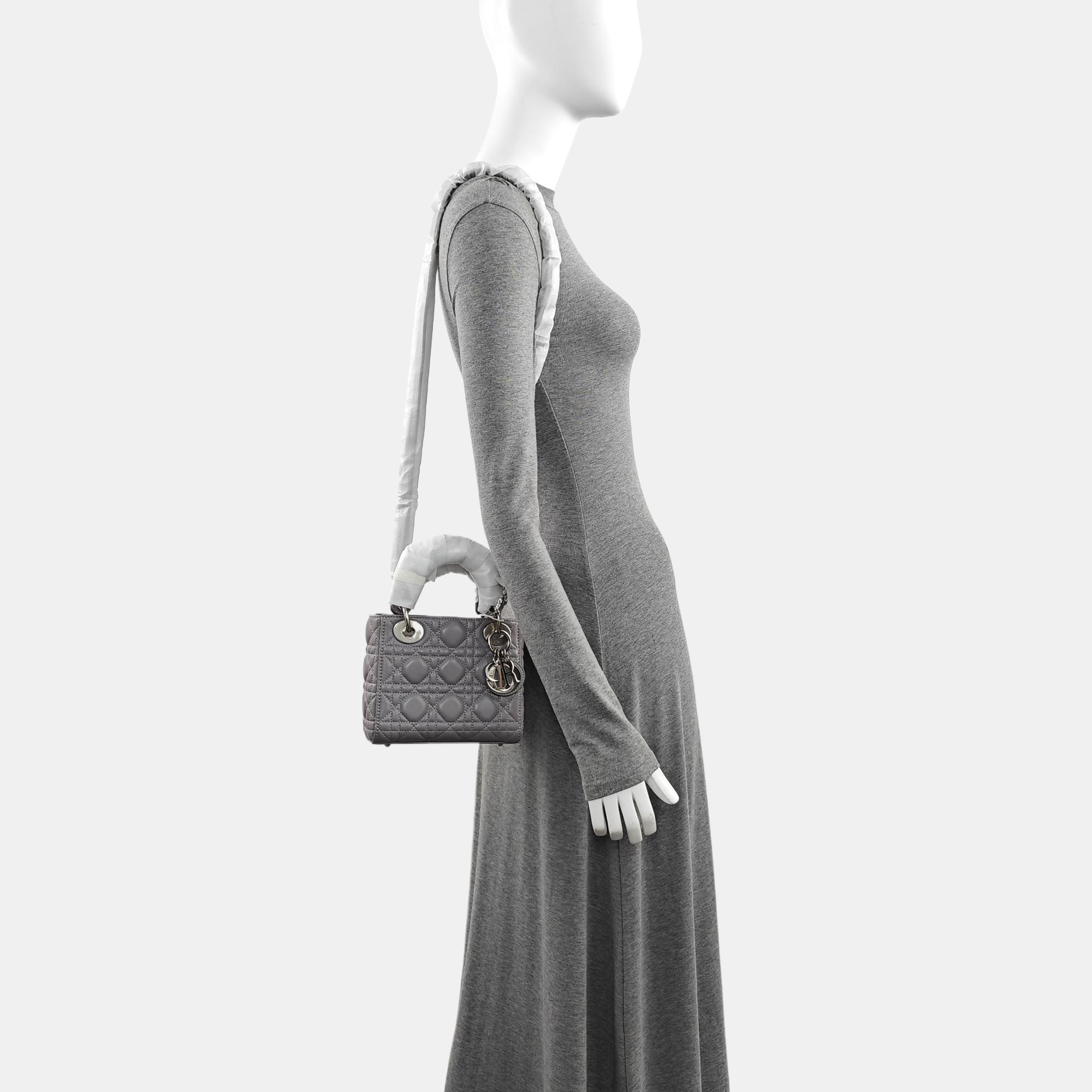 Lady Dior Mini Lambskin Gray