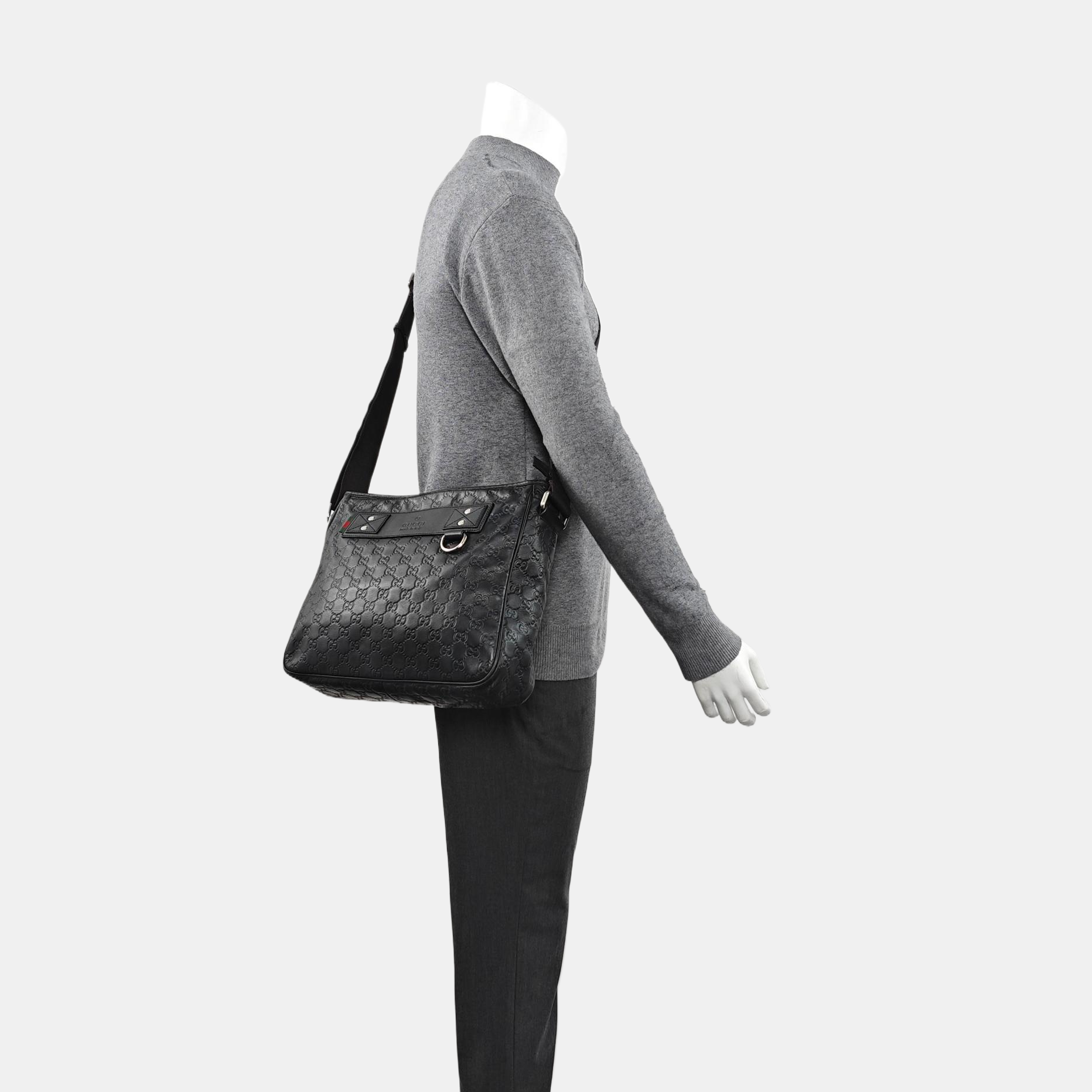 Monogram Calfskin Shoulder Bag Black
