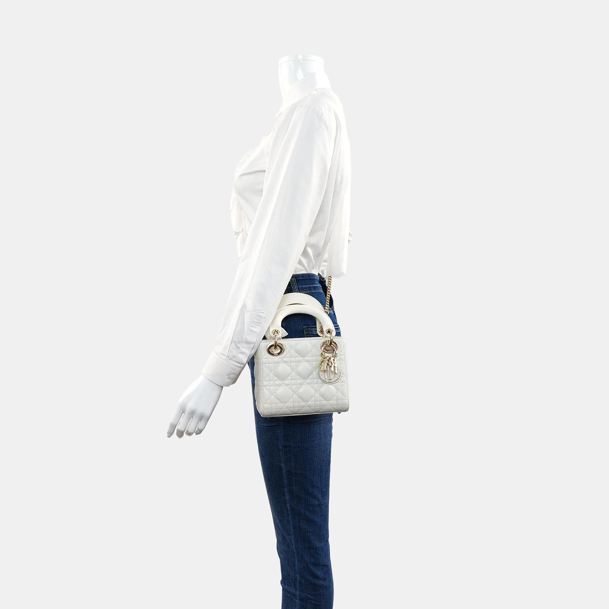 Lady Dior Mini Cannage Lambskin White