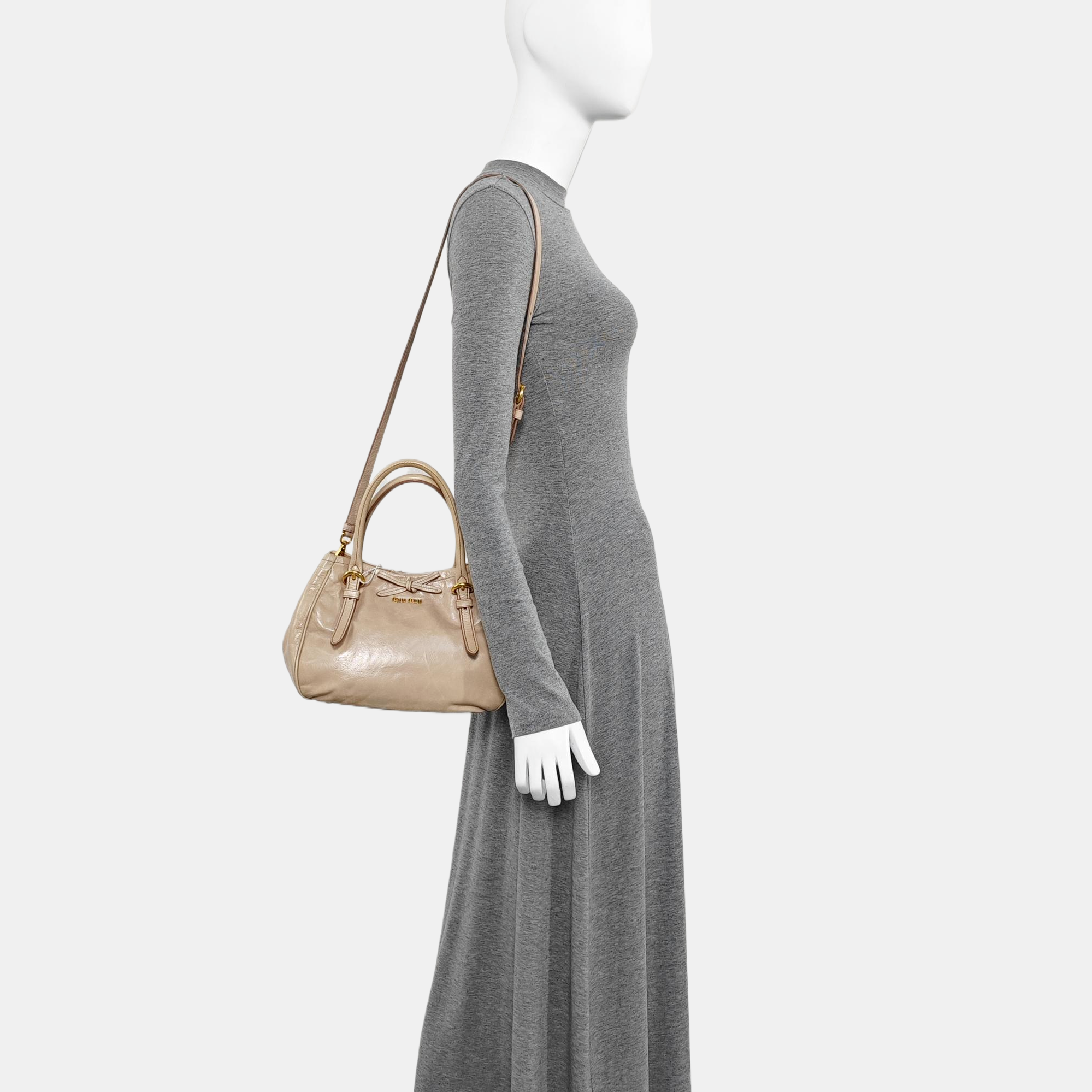 Calfskin Shoulder Bag Beige