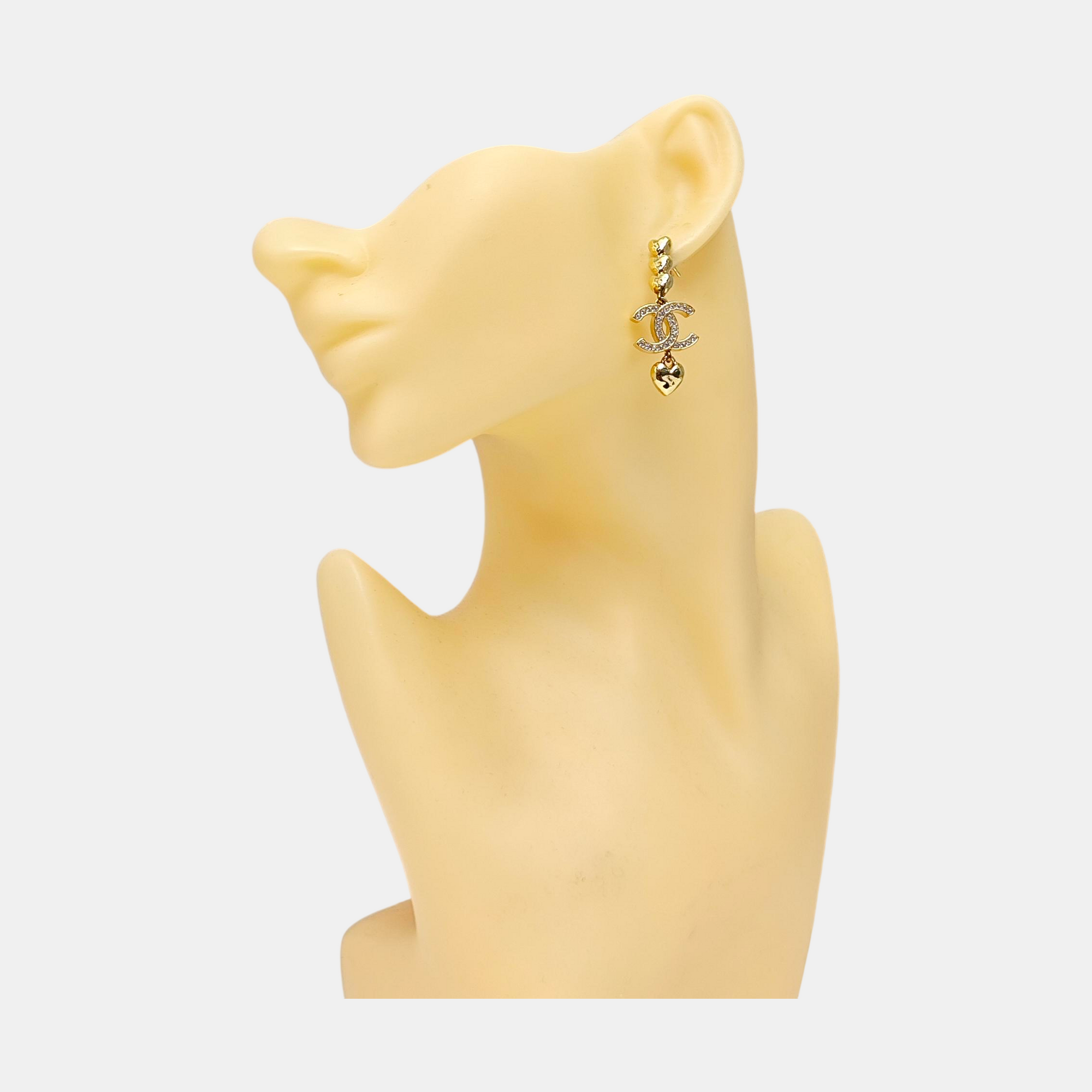 CC Logo Metal Gold Earrings