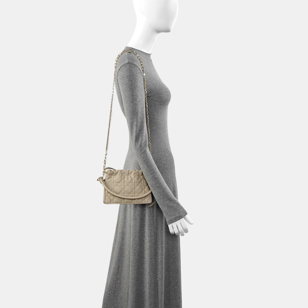 Authenticated pre-owned  Lady Dior Milly Mini Cannage Lambskin Beige - Shoulder Bag at Looply