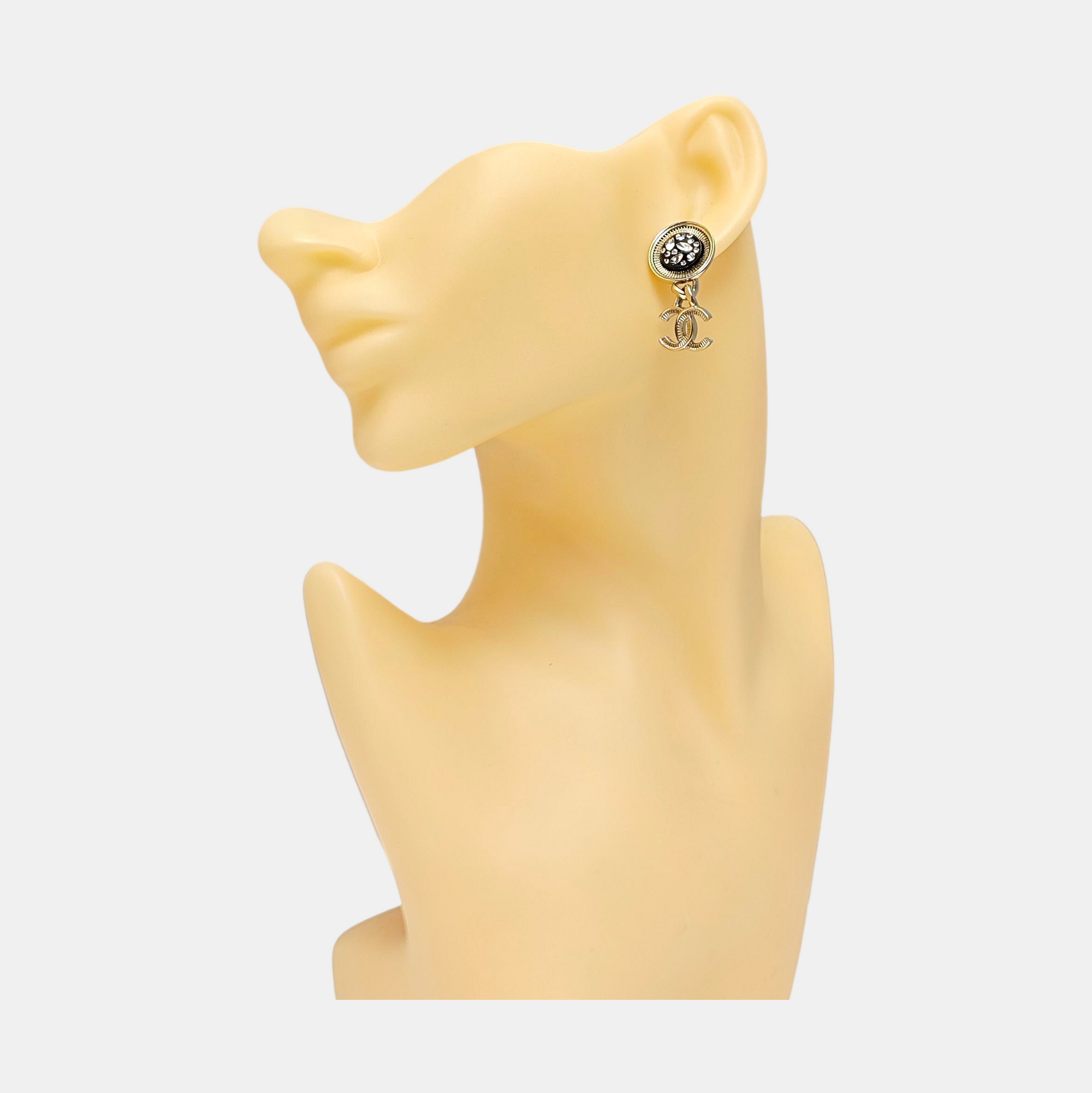 CC Logo Metal Gold Earrings