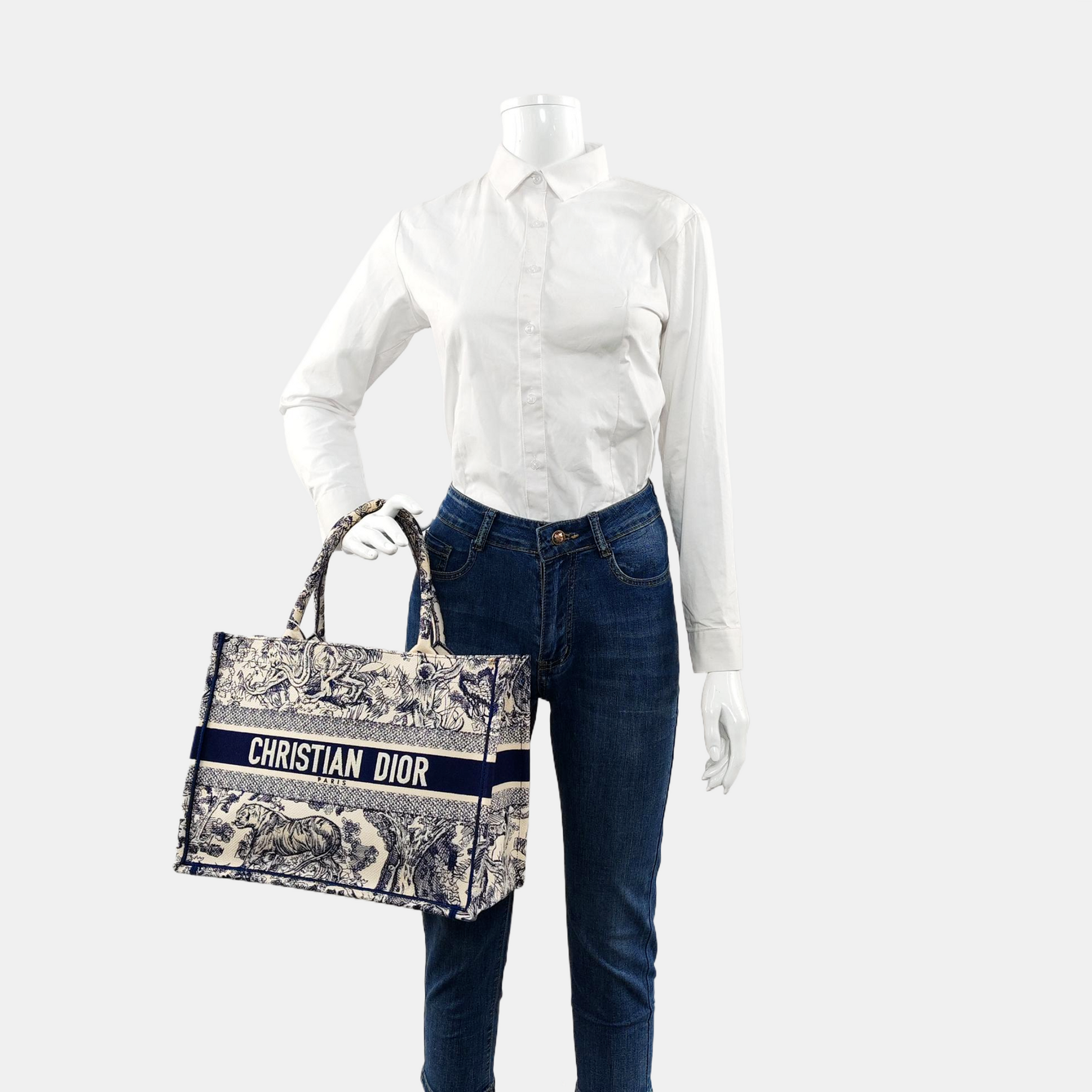 Authenticated pre-owned  Book Tote Medium Canvas Blue - Tote Bag at Looply