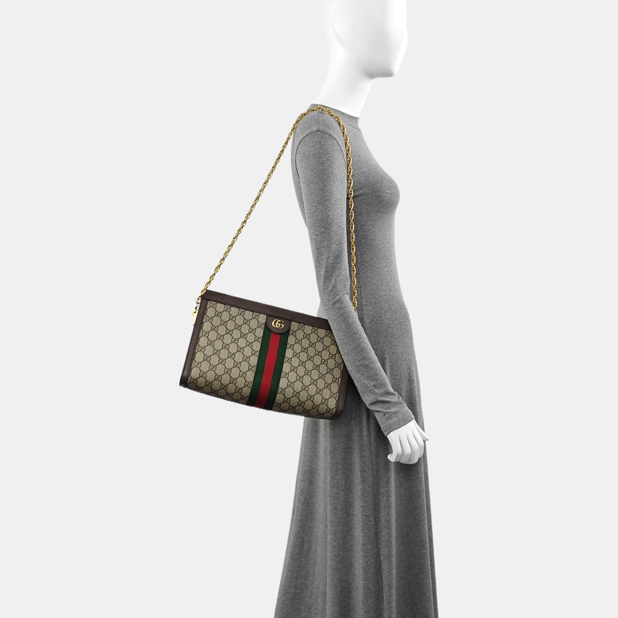 Authenticated pre-owned  Ophidia Medium Monogram Coated Canvas Beige - Shoulder Bag at Looply