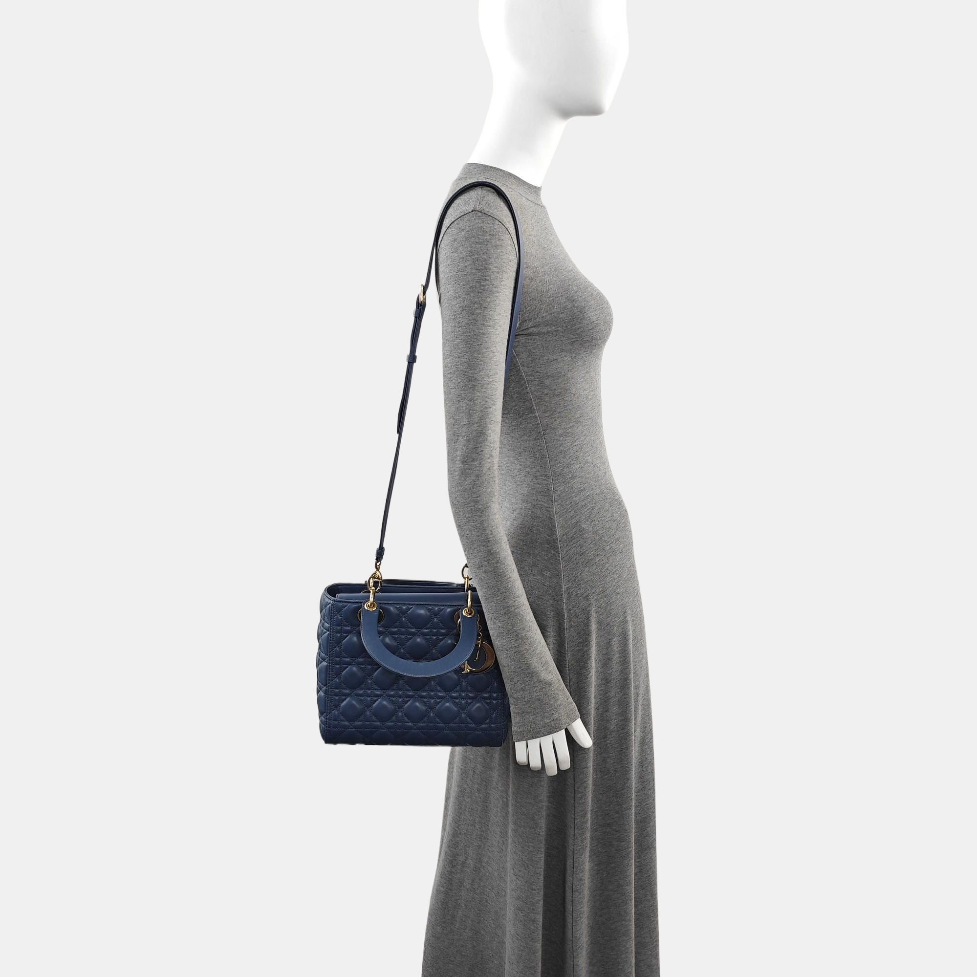 Lady Dior Medium Cannage Lambskin Blue
