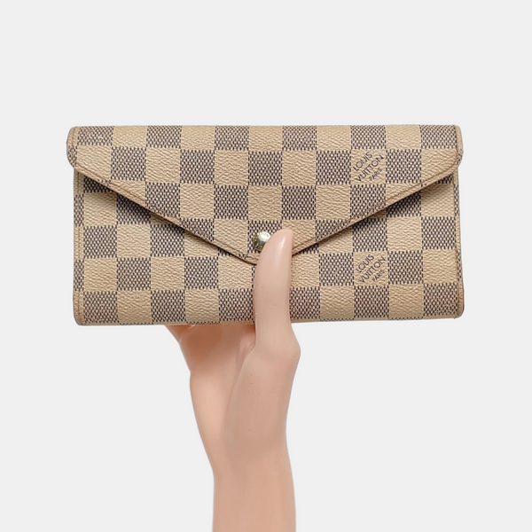 SARAH Damier Azur Coated Canvas White Wallet