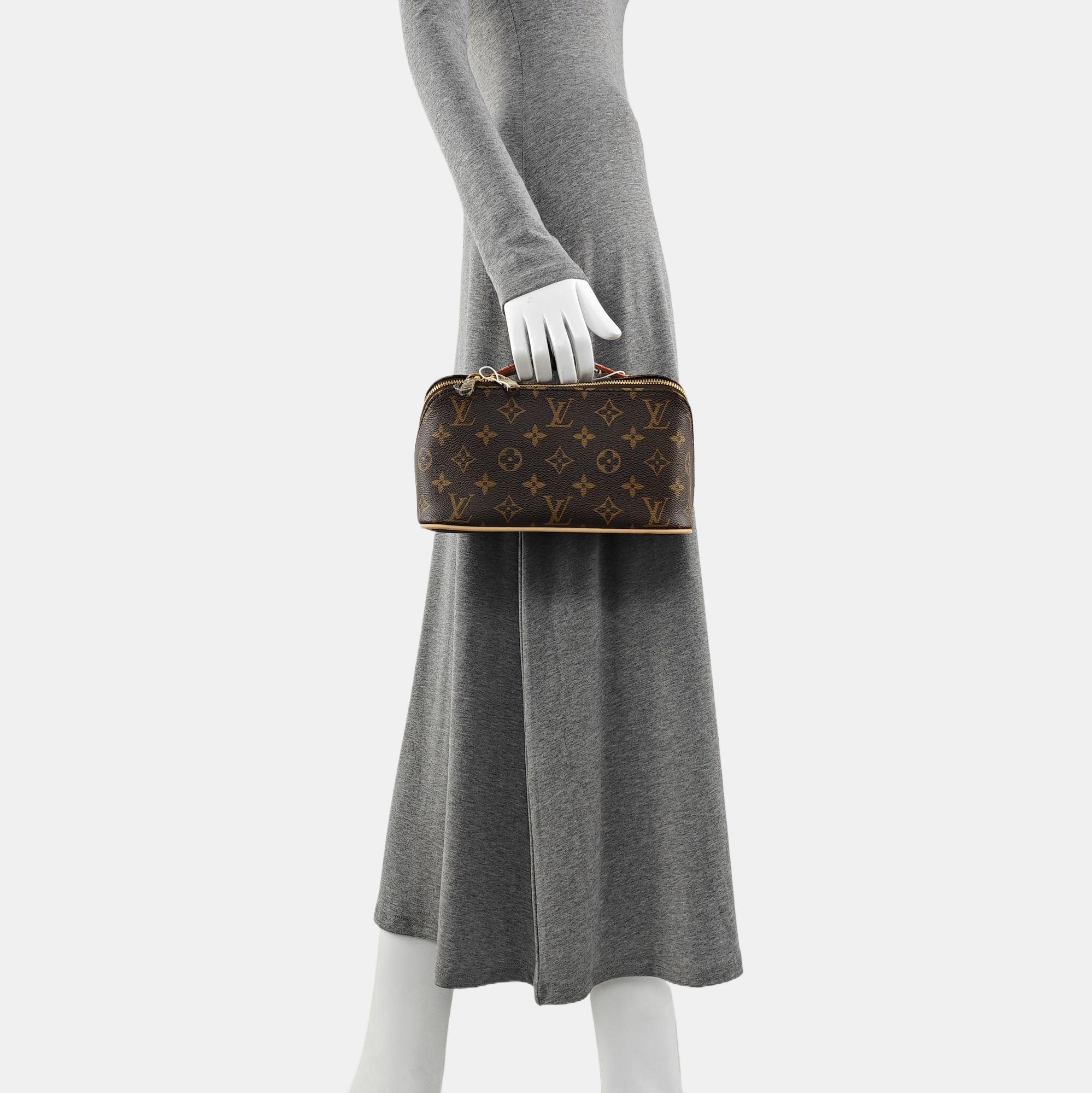 Monogram Coated Canvas Top Handle Bag Brown