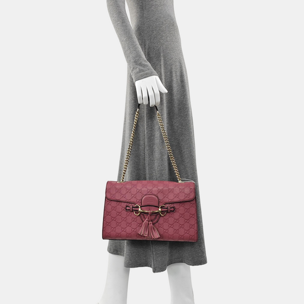 Emily Chain Monogram Calfskin Pink