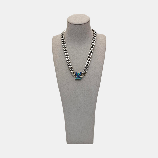 LV WOOD Metal Silver Necklace