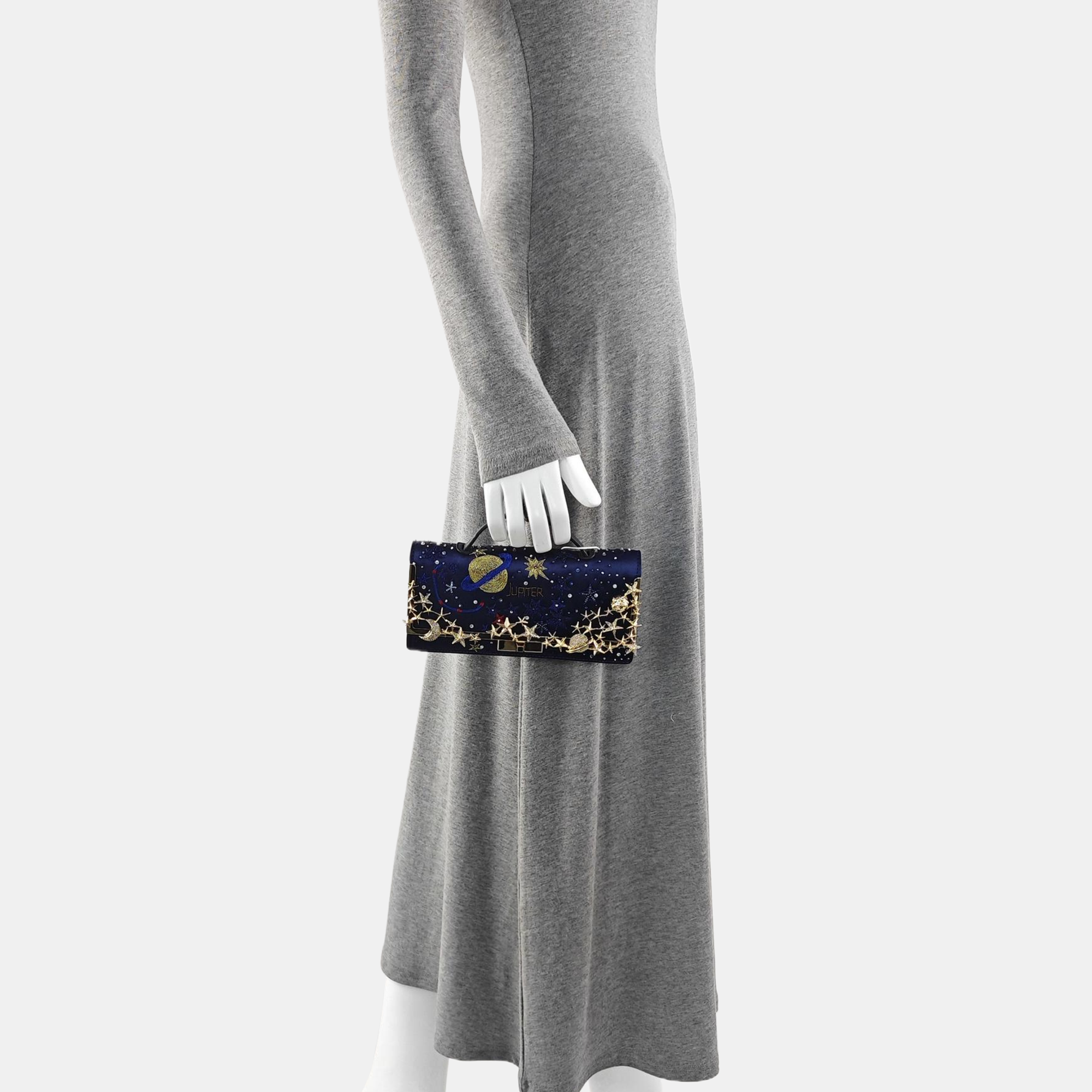Silk Satin Top Handle Bag Blue