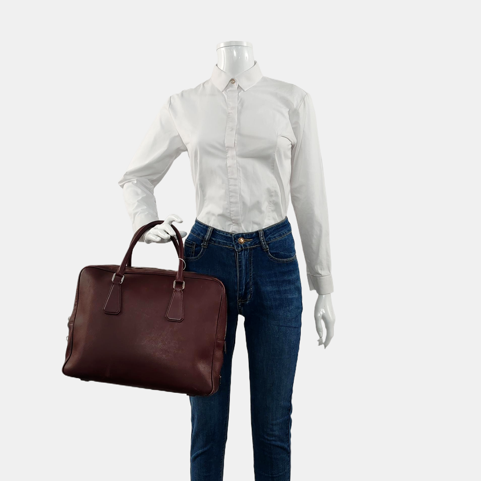 Saffiano Calfskin Top Handle Bag Red