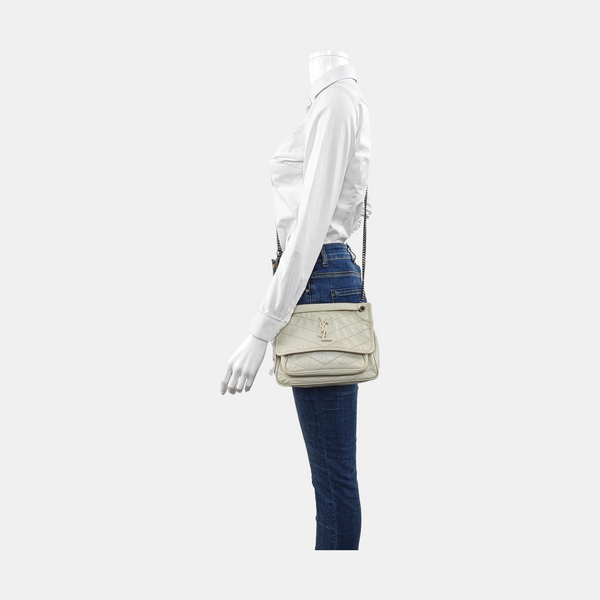 NIKI Small Chevron Calfskin White