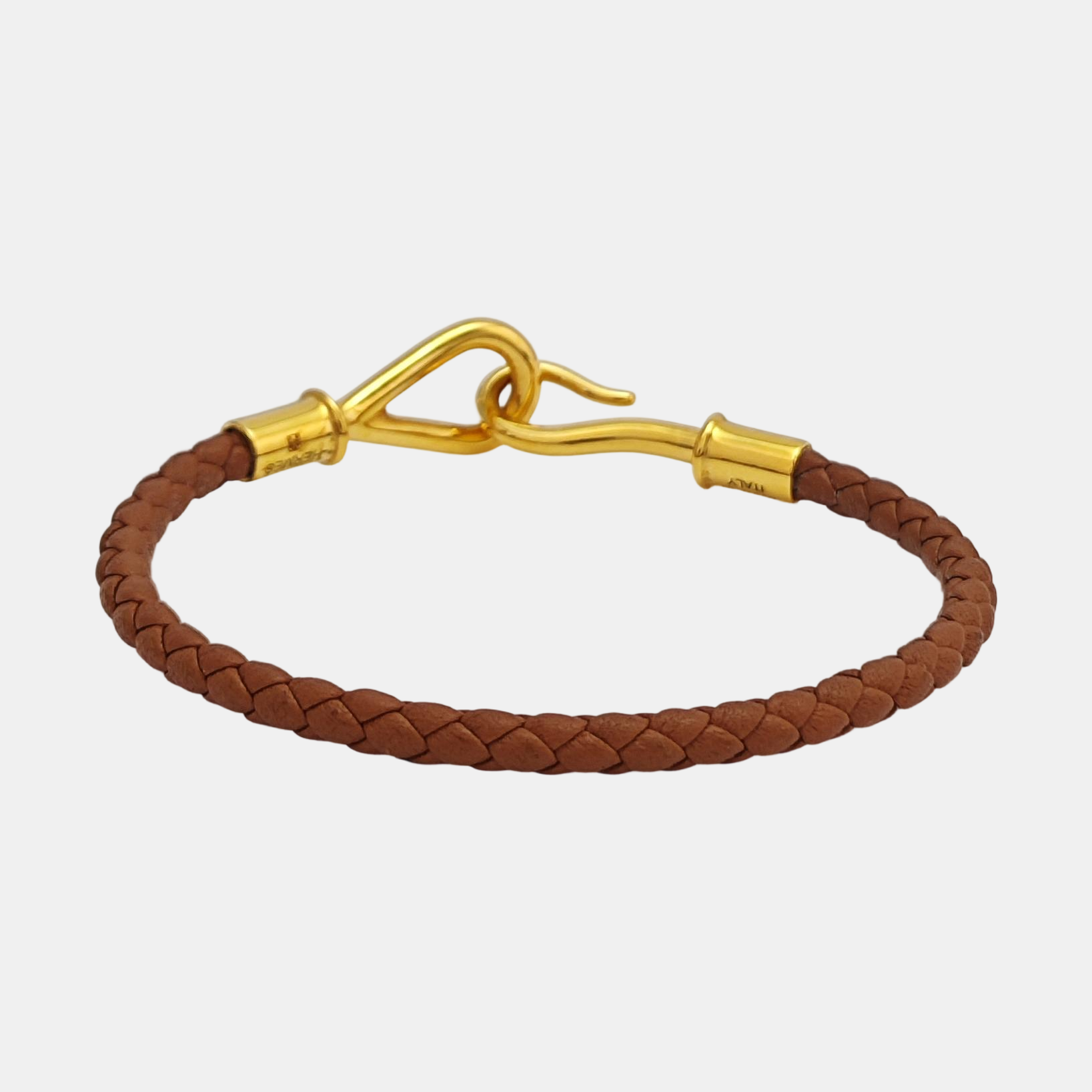 Jumbo Hook Leather Brown Bangle