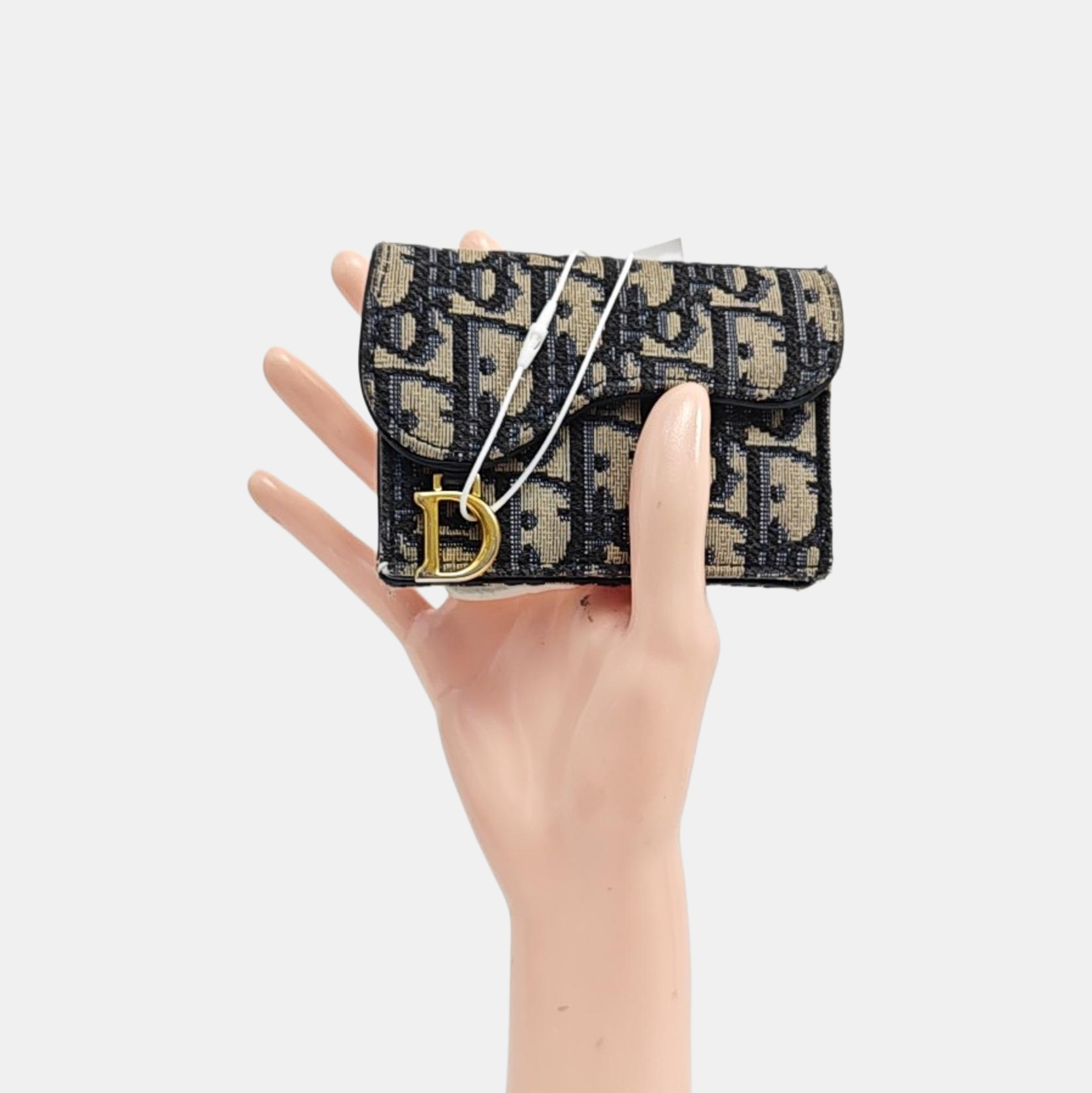 Saddle Mini Oblique Canvas Blue Wallet